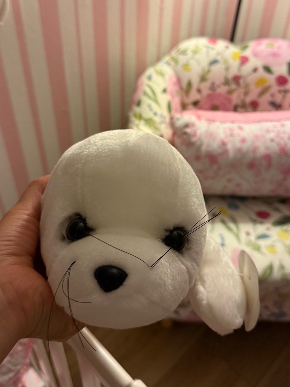 Soft White Plush Seal Pet Toy - Cute Cuddly Stuffed Animal
